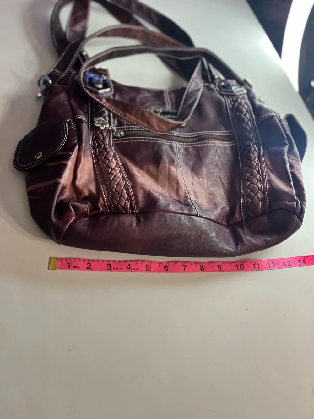 Angel Barceló Brown Faux  Tote Bag